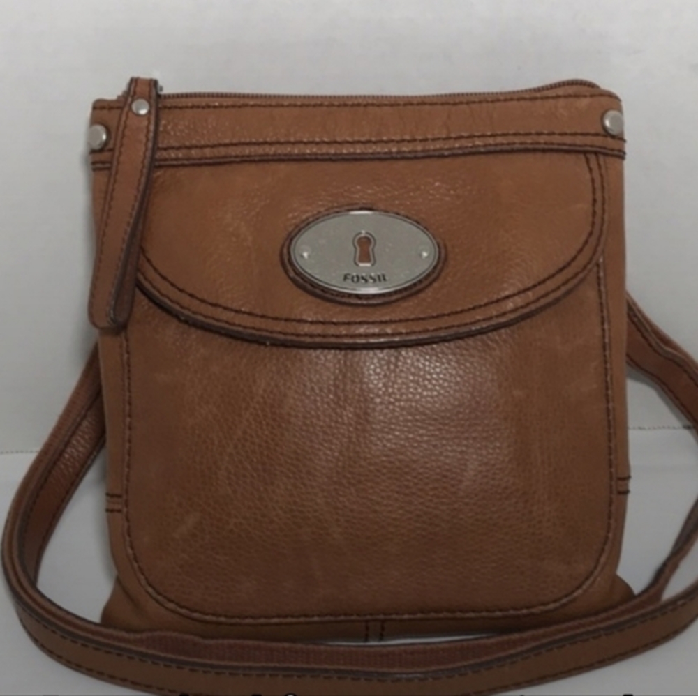 Fossil Tan Leather Small Crossbody Purse Bag